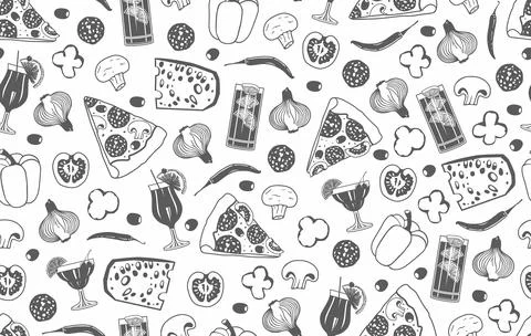 Seamless pattern of pizza Stock Illustration