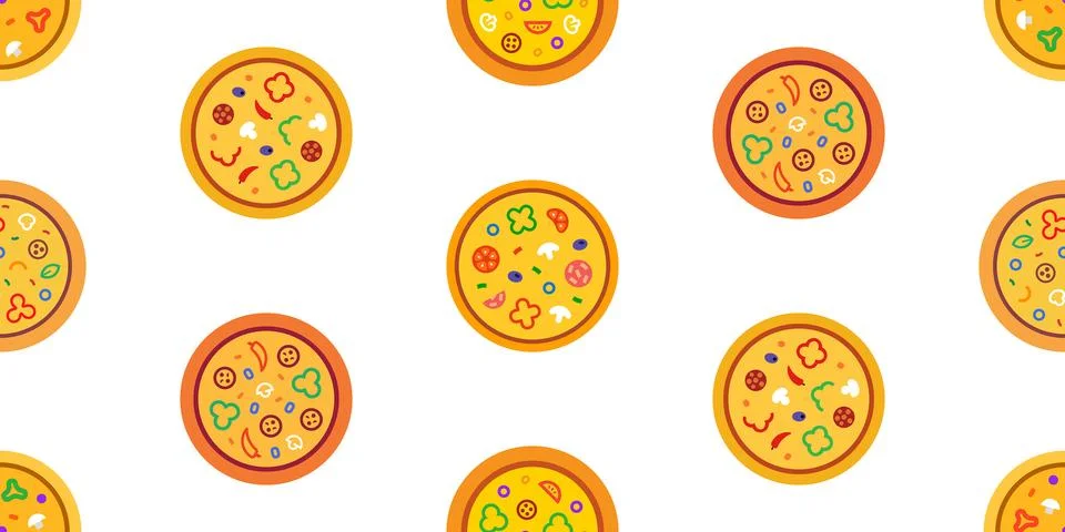 Seamless pattern with Pizza Stock Illustration