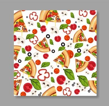 Seamless pattern with pizza. Repeating design element for printing on fabric Stock Illustration