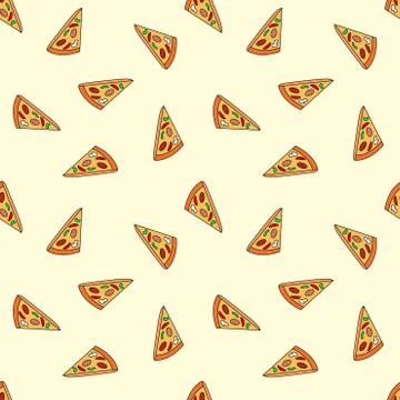 Seamless pattern with pizza.  A seamless food texture. Stock Illustration
