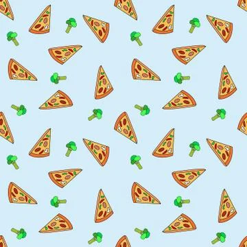 Seamless pattern with pizza.  A seamless food texture. Stock Illustration