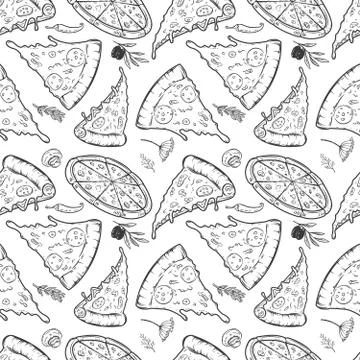 Seamless pattern with pizza. Vector illustration Stock Illustration