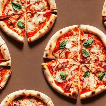 Seamless pattern with pizza on white background. Backdrop with delicious Ital Foto stock