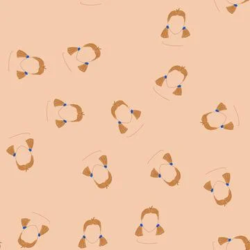Seamless pattern plaits hairstyles for kid girl cartoon vector Illustrazione stock