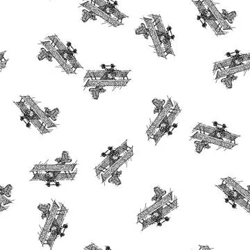 Seamless pattern plane poster travel vintage sketch hand drawn Stock Illustration