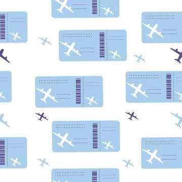 Seamless pattern of plane tickets. Boarding pass for the plane. Illustration Stock Illustration
