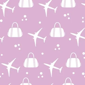 Seamless pattern with planes and bags. Stock Illustration