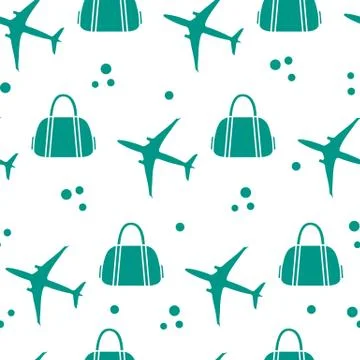 Seamless pattern with planes and bags. Stock Illustration