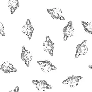 Seamless pattern planet galaxy sketch hand drawn Stock Illustration