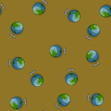 Seamless pattern planet globe cartoon vector sign color Stockillustratie