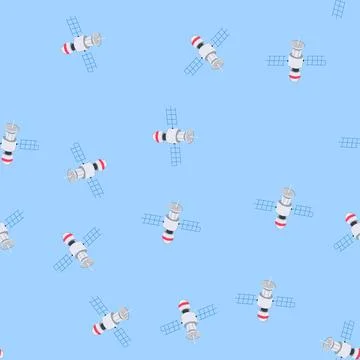 Seamless pattern planet satellite cartoon vector Illustrazione stock
