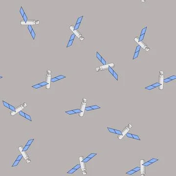 Seamless pattern planet satellite cartoon vector Illustrazione stock