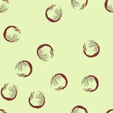 Seamless pattern planet tree of life cartoon vector 스톡 일러스트