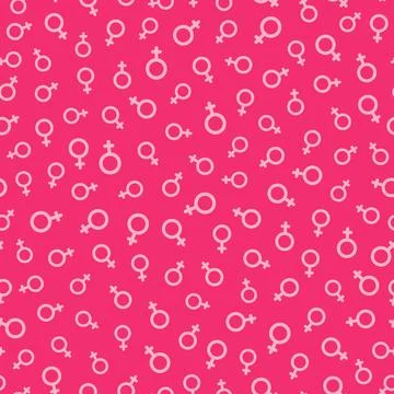 Seamless pattern of planetary sign of Venus for female gender symbols on pi.. Stock Illustration
