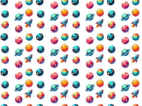 Seamless pattern of planets and sun Stock Illustration