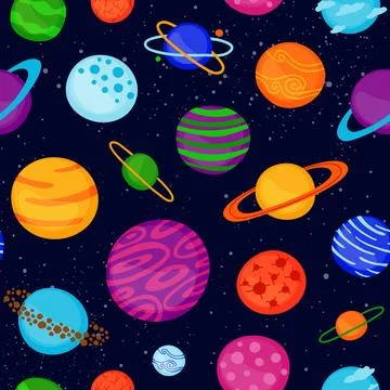 Seamless pattern with planets. Stock Illustration