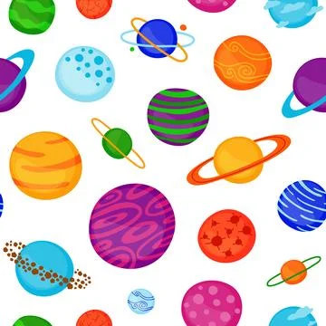 Seamless pattern with planets. 스톡 일러스트