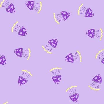 Seamless pattern plankton jellyfish cartoon vector Stock Illustration