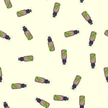 Seamless pattern plant aloe vera cosmetic cartoon vector Stock Illustration