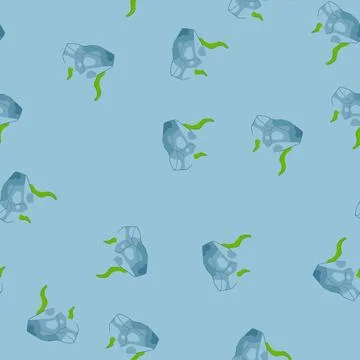 Seamless pattern plant aquarium stone cartoon vector 库存插图