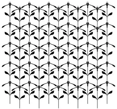 Seamless pattern with plant black on white Stock Illustration