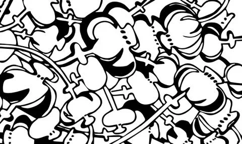 Seamless pattern with plant black on white Stock Illustration