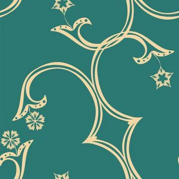 A seamless pattern of plant elements of flowers and leaves, reminiscent of Ol Stockillustratie