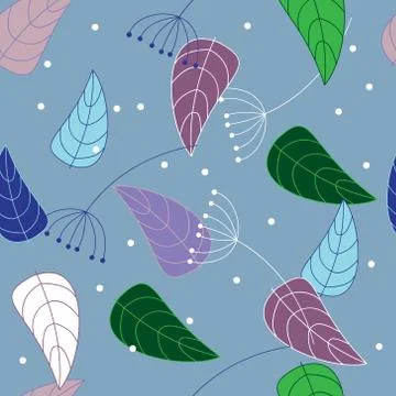 Seamless pattern of plant elements - vector illustration Stock Illustration
