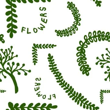 Seamless pattern with Plant elements. Vector illustration. Illustrazione stock