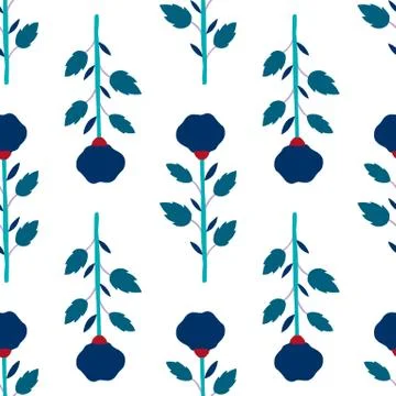 Seamless pattern plant flower abstract. Naive hand drawn design. Ornament for Stock Illustration