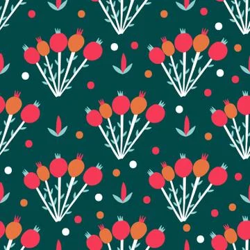 Seamless pattern plant flower abstract. Naive hand drawn design. Ornament for Stock Illustration