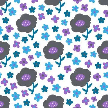 Seamless pattern plant flower abstract. Naive hand drawn design. Ornament for Stock Illustration