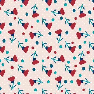 Seamless pattern plant flower abstract. Naive hand drawn design. Ornament for Stock Illustration
