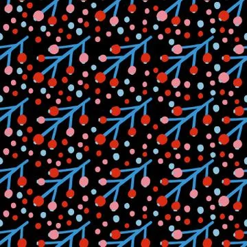 Seamless pattern plant flower abstract. Naive hand drawn design. Ornament for Stock Illustration