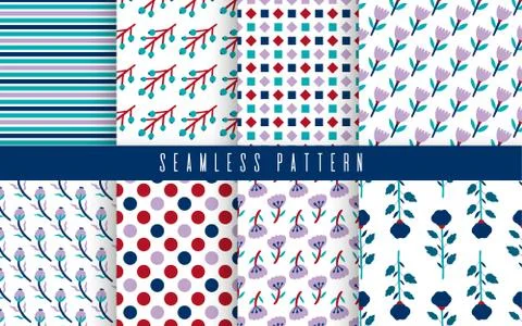 Seamless pattern plant flower abstract. Naive hand drawn design. Ornament for Stock Illustration