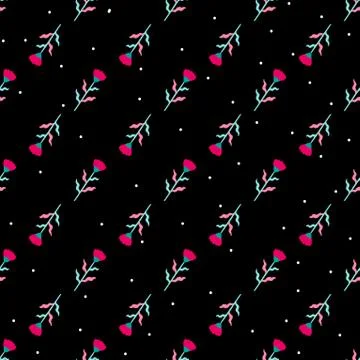 Seamless pattern plant flower abstract. Naive hand drawn design. Ornament for Stock Illustration