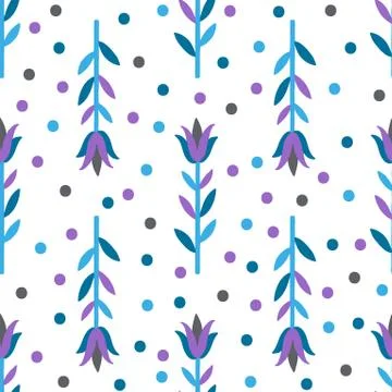 Seamless pattern plant flower abstract. Naive hand drawn design. Ornament for Stock Illustration