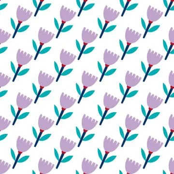 Seamless pattern plant flower abstract. Naive hand drawn design. Ornament for Stock Illustration