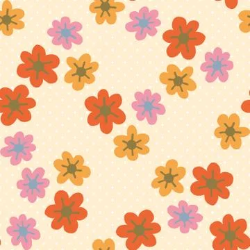 Seamless pattern plant flower abstract. Naive hand drawn design. Ornament for Stock Illustration