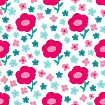 Seamless pattern plant flower abstract. Naive hand drawn design. Ornament for Stock Illustration