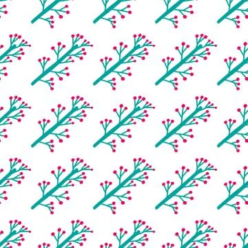 Seamless pattern plant flower abstract. Naive hand drawn design. Ornament for Stock Illustration
