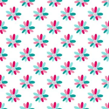 Seamless pattern plant flower abstract. Naive hand drawn design. Ornament for Stock Illustration