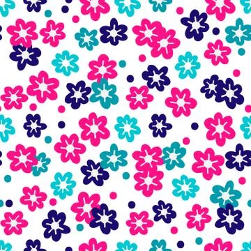Seamless pattern plant flower abstract. Naive hand drawn design. Ornament for Stock Illustration