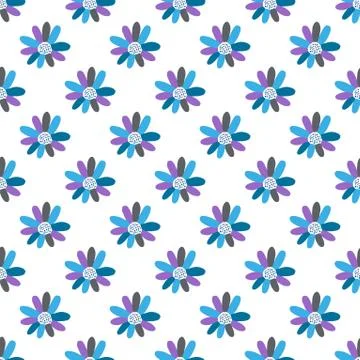Seamless pattern plant flower abstract. Naive hand drawn design. Ornament for Stock Illustration