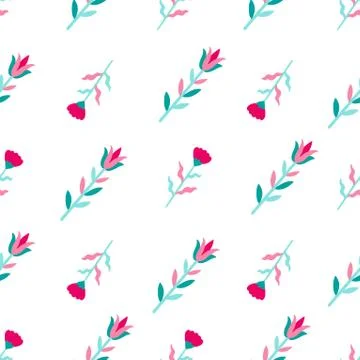 Seamless pattern plant flower abstract. Naive hand drawn design. Ornament for Stock Illustration