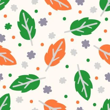 Seamless pattern plant flower abstract. Naive hand drawn design. Ornament for Stock Illustration