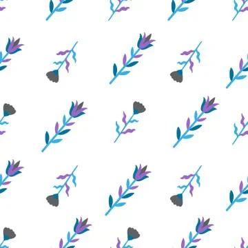 Seamless pattern plant flower abstract. Naive hand drawn design. Ornament for Stock Illustration