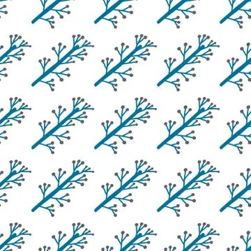 Seamless pattern plant flower abstract. Naive hand drawn design. Ornament for Stock Illustration