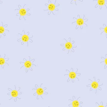 Seamless pattern plant flower face cartoon vector Illustrazione stock