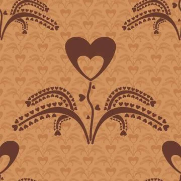 Seamless pattern with a plant which grows hearts Stock Illustration